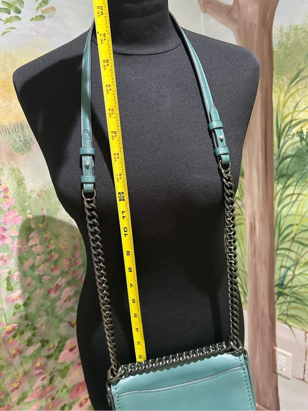 Coach Swagger 20 Dark Turquoise Leather Crossbody/Shoulder Gunmetal Chain